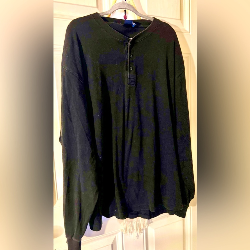 Men’s Big & Tall- black long sleeve Henley in 3X